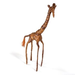 Handmade African Woven Raffia Giraffe Figurine – Folk Art Straw Animal Sculpture